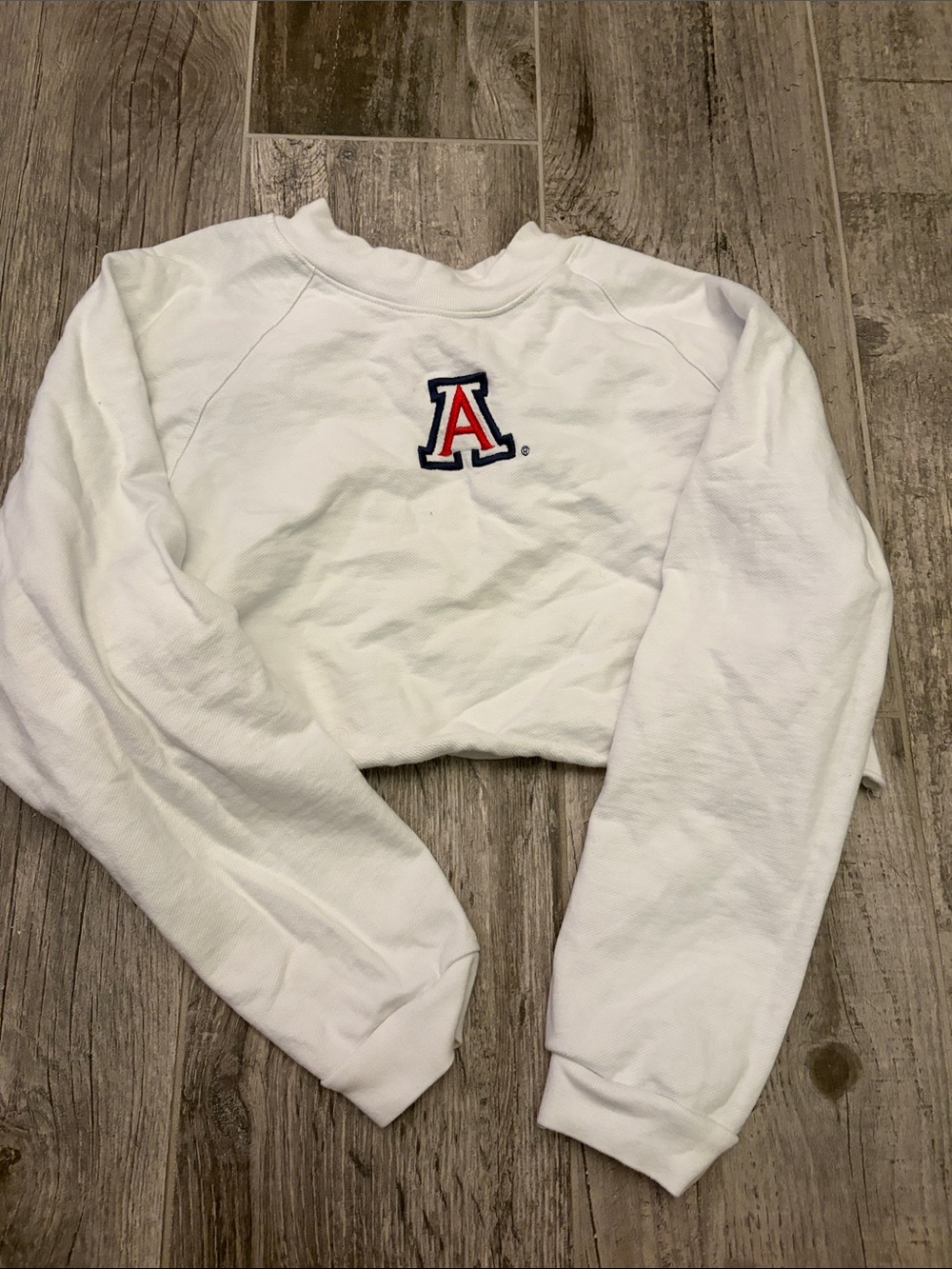 University of Arizona White Cropped Crewneck Sweatshirt
